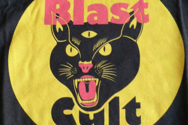 3 eyed black cat t shirt by blast cult ex king double bass