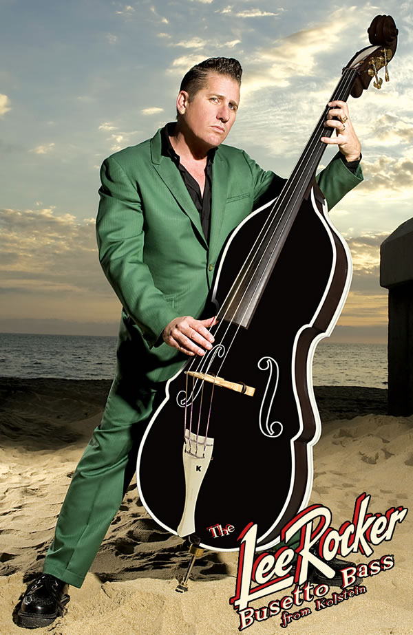 stray cats bassist on a small travel bass