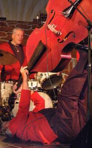 marshall lytle with double bass rockabilly antics on the floor